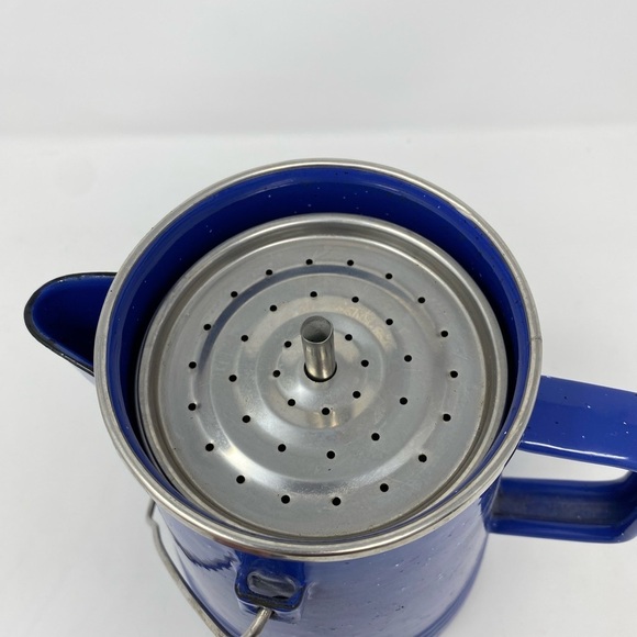 Blue Speckled Enamel Coffee Pot - Picture 3 of 8